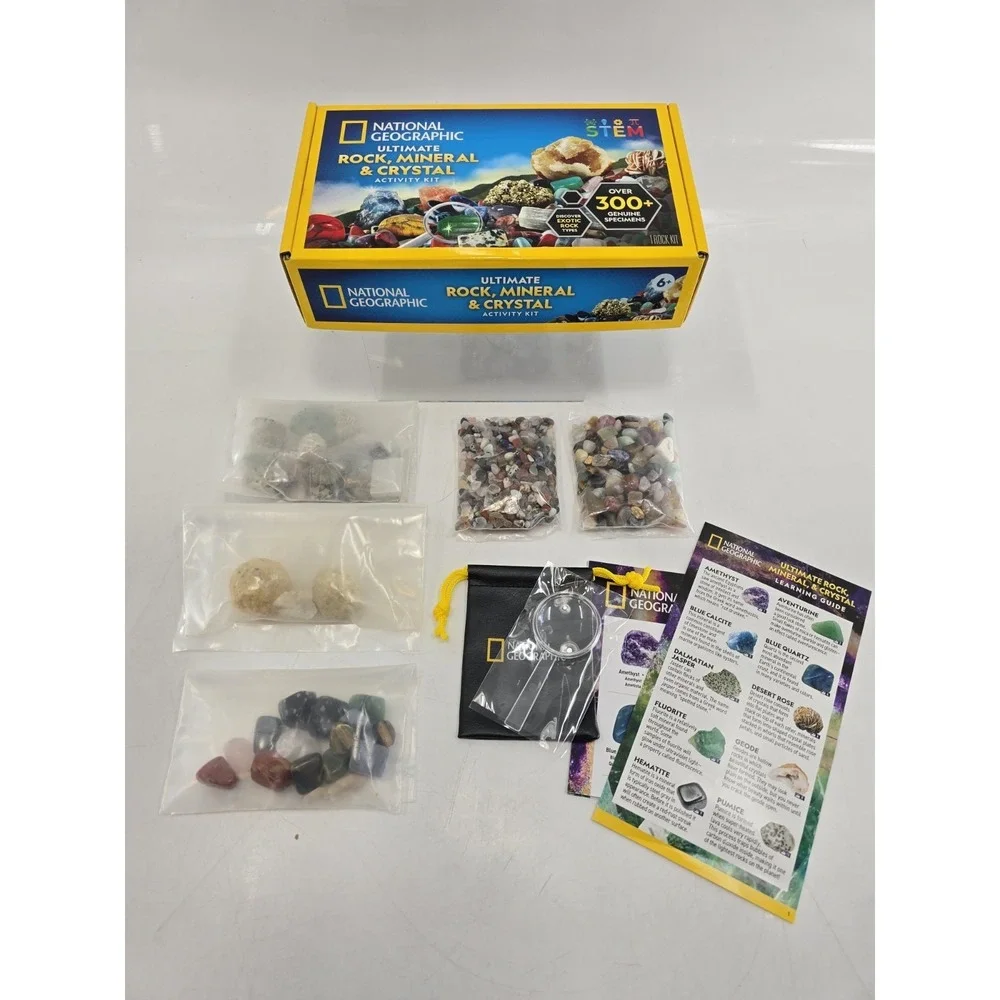 NATIONAL GEOGRAPHIC Rock Collection Box For Kids‎ 300 Piece Gemstones - OPEN BOX